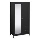 Rowan 100cm 2 Door 2 Drawer Mirrored Wardrobe-Black - FurniComp