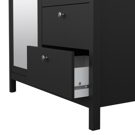 Rowan 100cm 2 Door 2 Drawer Mirrored Wardrobe-Black - FurniComp