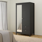Rowan 100cm 2 Door 2 Drawer Mirrored Wardrobe-Black - FurniComp