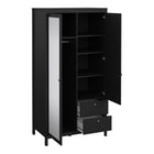 Rowan 100cm 2 Door 2 Drawer Mirrored Wardrobe-Black - FurniComp