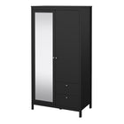 Rowan 100cm 2 Door 2 Drawer Mirrored Wardrobe-Black - FurniComp