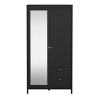 Rowan 100cm 2 Door 2 Drawer Mirrored Wardrobe-Black - FurniComp