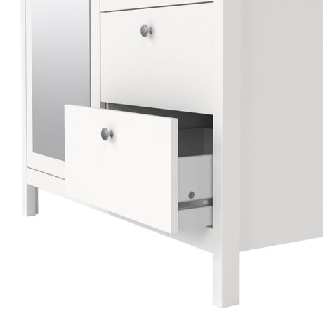 Rowan 100cm 2 Door 2 Drawer Mirrored Wardrobe-White - FurniComp