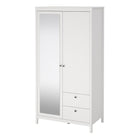 Rowan 100cm 2 Door 2 Drawer Mirrored Wardrobe-White - FurniComp