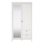 Rowan 100cm 2 Door 2 Drawer Mirrored Wardrobe-White - FurniComp