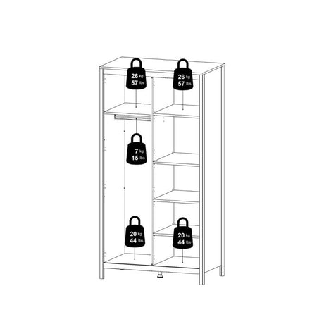 Rowan 100cm 2 Door Wardrobe-Black - FurniComp
