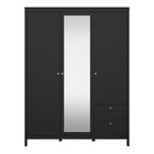 Rowan 150cm 3 Door 2 Drawer Mirrored Wardrobe-Black - FurniComp
