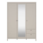 Rowan 150cm 3 Door 2 Drawer Mirrored Wardrobe-Cashmere - FurniComp