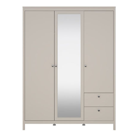 Rowan 150cm 3 Door 2 Drawer Mirrored Wardrobe-Cashmere - FurniComp