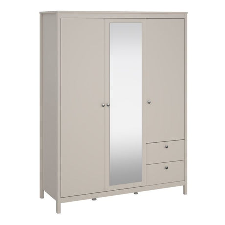 Rowan 150cm 3 Door 2 Drawer Mirrored Wardrobe-Cashmere - FurniComp