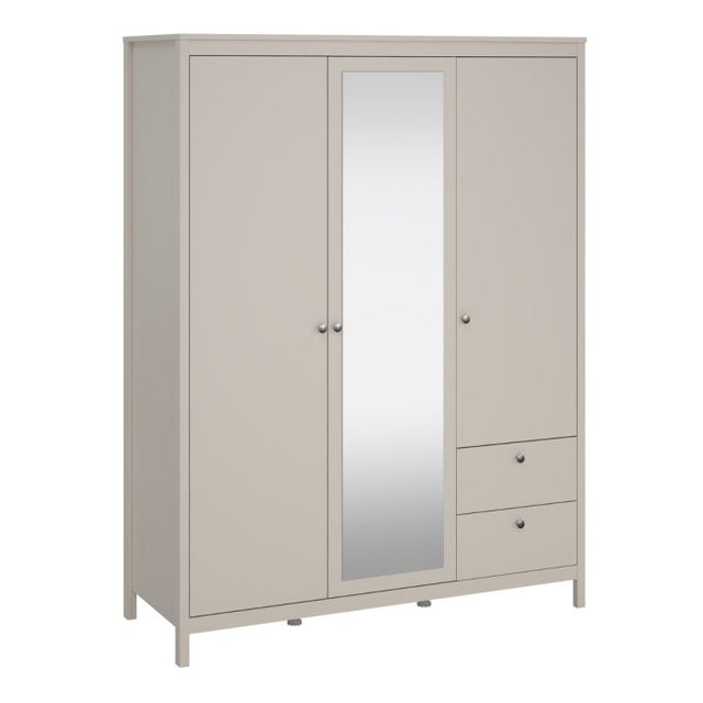 Rowan 150cm 3 Door 2 Drawer Mirrored Wardrobe-Cashmere - FurniComp