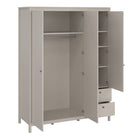 Rowan 150cm 3 Door 2 Drawer Mirrored Wardrobe-Cashmere - FurniComp