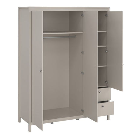 Rowan 150cm 3 Door 2 Drawer Mirrored Wardrobe-Cashmere - FurniComp