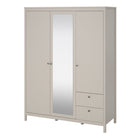 Rowan 150cm 3 Door 2 Drawer Mirrored Wardrobe-Cashmere - FurniComp