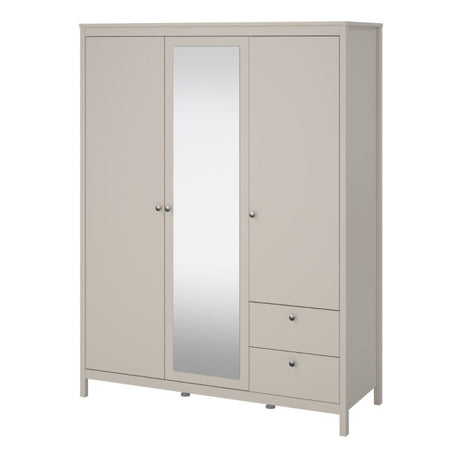 Rowan 150cm 3 Door 2 Drawer Mirrored Wardrobe-Cashmere - FurniComp