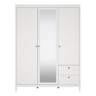 Rowan 150cm 3 Door 2 Drawer Mirrored Wardrobe-White - FurniComp