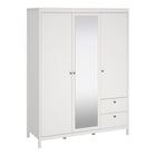 Rowan 150cm 3 Door 2 Drawer Mirrored Wardrobe-White - FurniComp