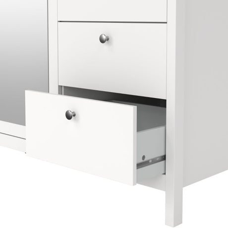 Rowan 150cm 3 Door 2 Drawer Mirrored Wardrobe-White - FurniComp