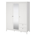 Rowan 150cm 3 Door 2 Drawer Mirrored Wardrobe-White - FurniComp