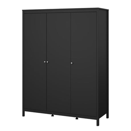 Rowan 150cm 3 Door Wardrobe-Black - FurniComp