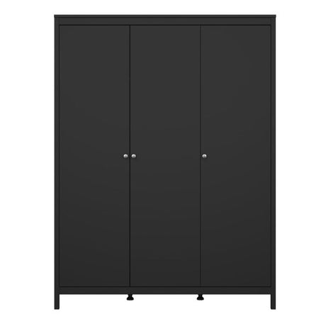 Rowan 150cm 3 Door Wardrobe-Black - FurniComp