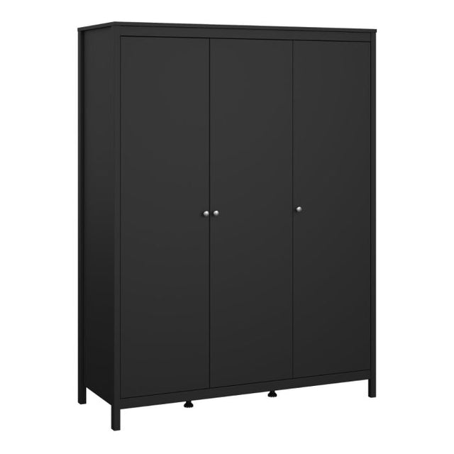 Rowan 150cm 3 Door Wardrobe-Black - FurniComp