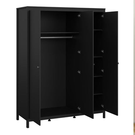 Rowan 150cm 3 Door Wardrobe-Black - FurniComp