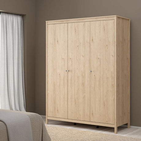 Rowan 150cm 3 Door Wardrobe-Jackson Hickory Oak - FurniComp