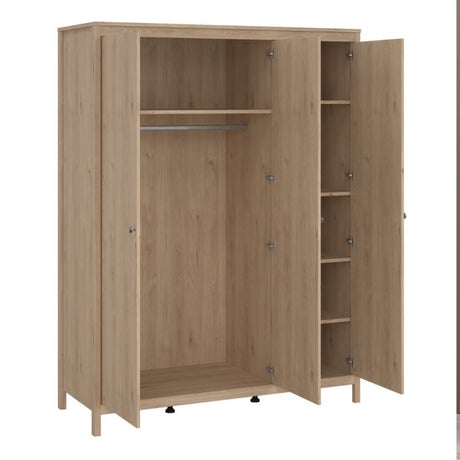 Rowan 150cm 3 Door Wardrobe-Jackson Hickory Oak - FurniComp