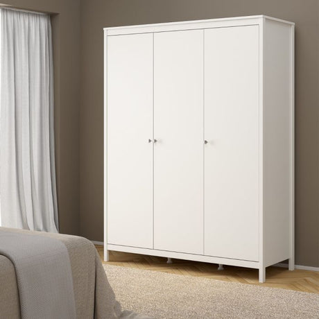 Rowan 150cm 3 Door Wardrobe-White - FurniComp