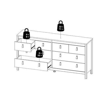 Rowan 160cm Wide 8 Drawer Chest of Drawer-Black - FurniComp