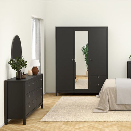 Rowan 160cm Wide 8 Drawer Chest of Drawer-Black - FurniComp