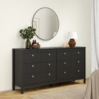 Rowan 160cm Wide 8 Drawer Chest of Drawer-Black - FurniComp