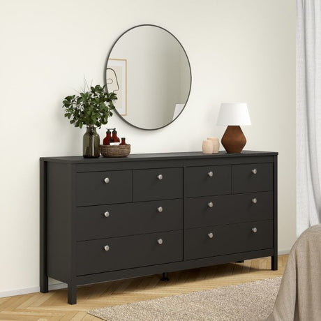 Rowan 160cm Wide 8 Drawer Chest of Drawer-Black - FurniComp