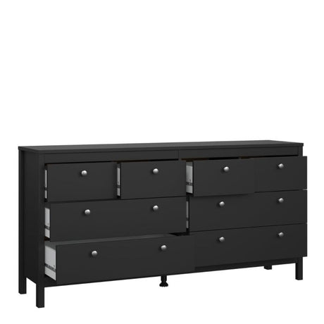 Rowan 160cm Wide 8 Drawer Chest of Drawer-Black - FurniComp