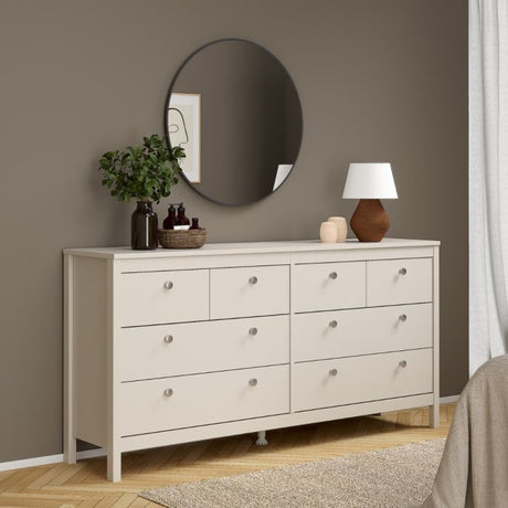 Rowan 160cm Wide 8 Drawer Chest of Drawer-Cashmere - FurniComp
