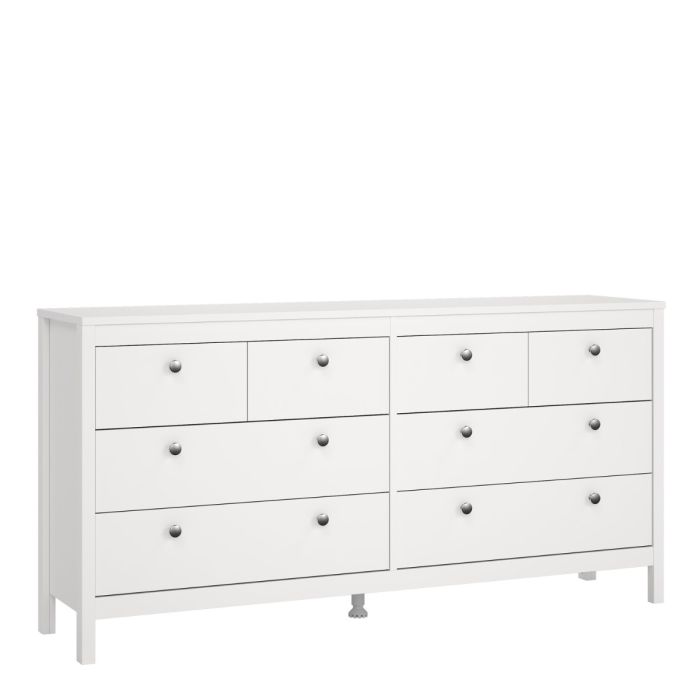 Rowan 160cm Wide 8 Drawer Chest of Drawer-White - FurniComp