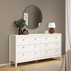 Rowan 160cm Wide 8 Drawer Chest of Drawer-White - FurniComp
