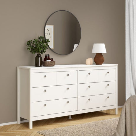 Rowan 160cm Wide 8 Drawer Chest of Drawer-White - FurniComp