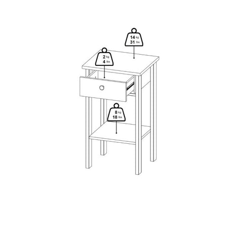 Rowan 1 Drawer Bedside Table-Black - FurniComp
