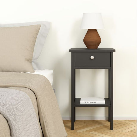 Rowan 1 Drawer Bedside Table-Black - FurniComp