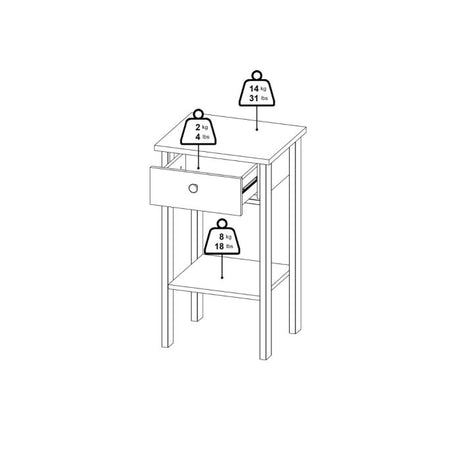 Rowan 1 Drawer Bedside Table-Jackson Hickory Oak - FurniComp