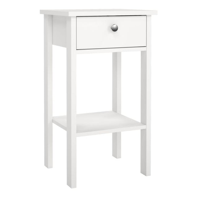 Rowan 1 Drawer Bedside Table-White - FurniComp