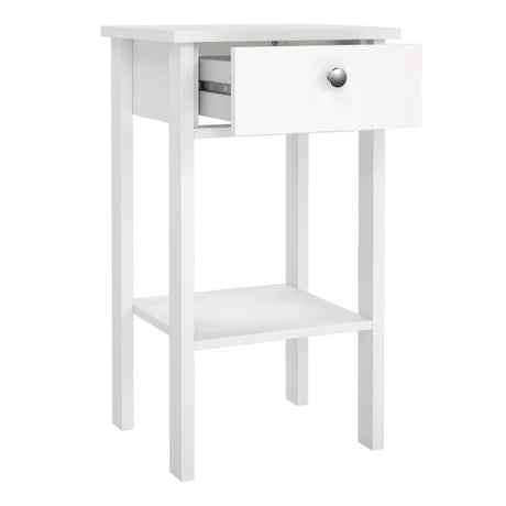 Rowan 1 Drawer Bedside Table-White - FurniComp