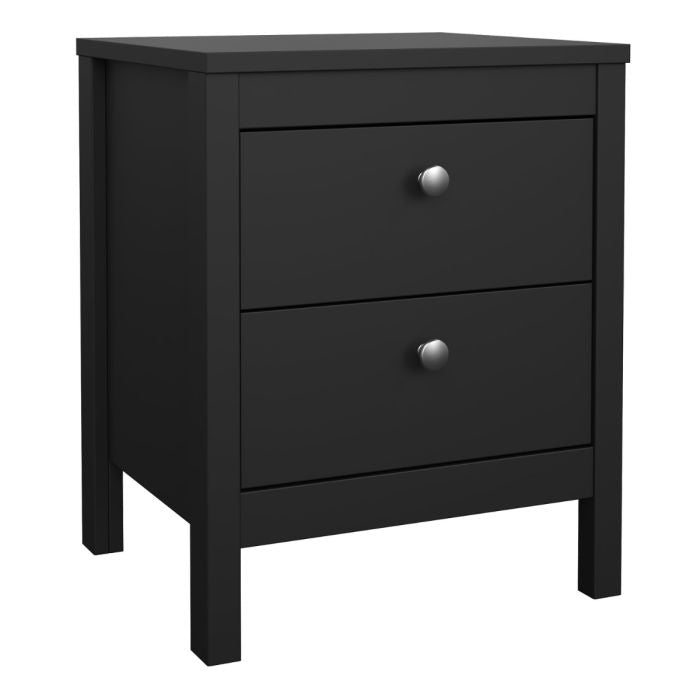 Rowan 2 Drawer Bedside Table-Black - FurniComp