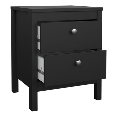 Rowan 2 Drawer Bedside Table-Black - FurniComp