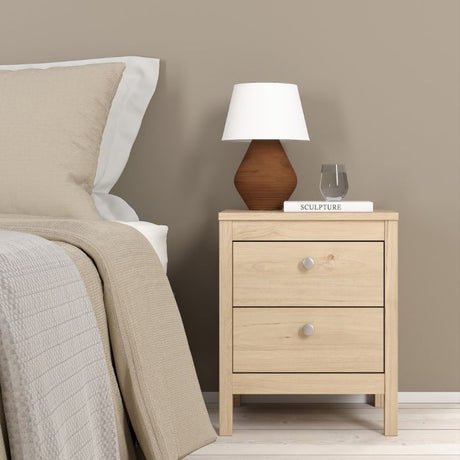 Rowan 2 Drawer Bedside Table-Jackson Hickory Oak - FurniComp