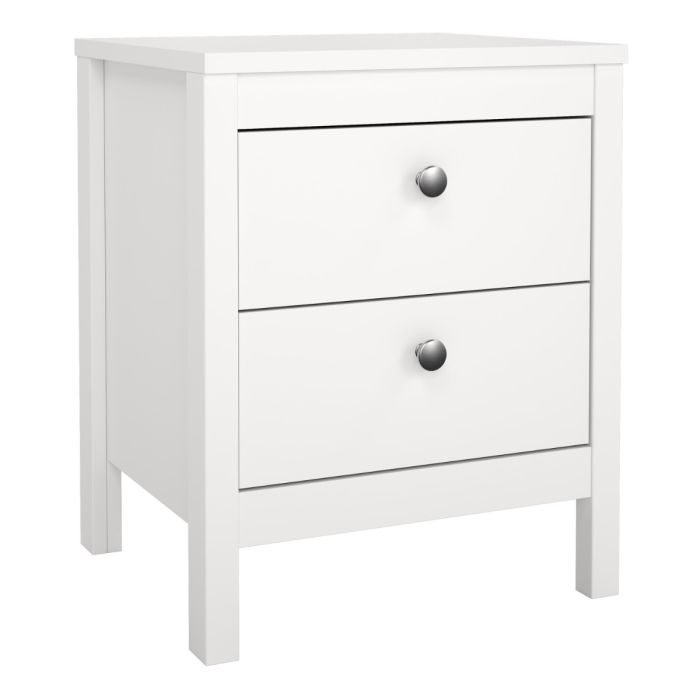 Rowan 2 Drawer Bedside Table-White - FurniComp