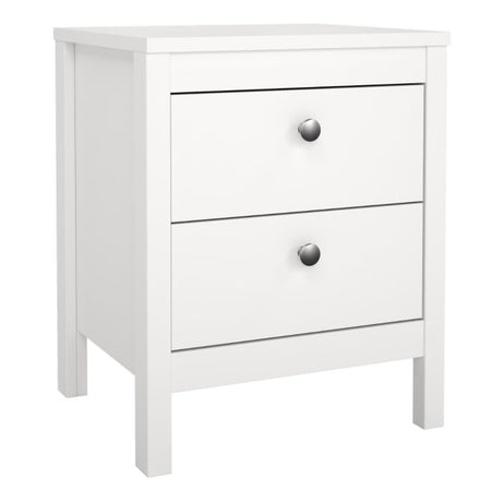 Rowan 2 Drawer Bedside Table-White - FurniComp