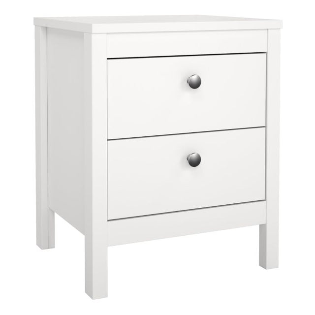 Rowan 2 Drawer Bedside Table-White - FurniComp